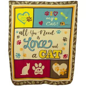 "All You Need Is Love And A Cat" Soft Fleece Throw Blanket 60" x 50"